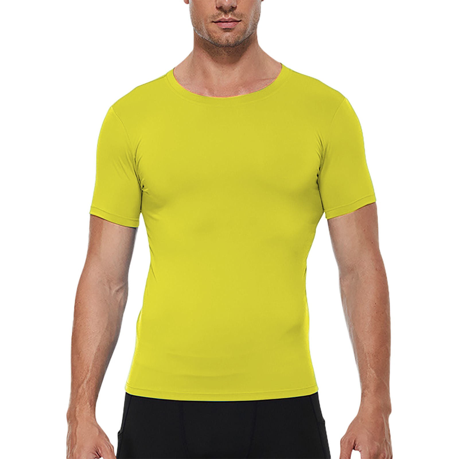 thumbnail image 2 of Camiseta deportiva elástica de secado rápido para hombre: camiseta deportiva ajustada, ideal para correr o ir al gimnasio, tejido que absorbe la humedad, 2 of 3